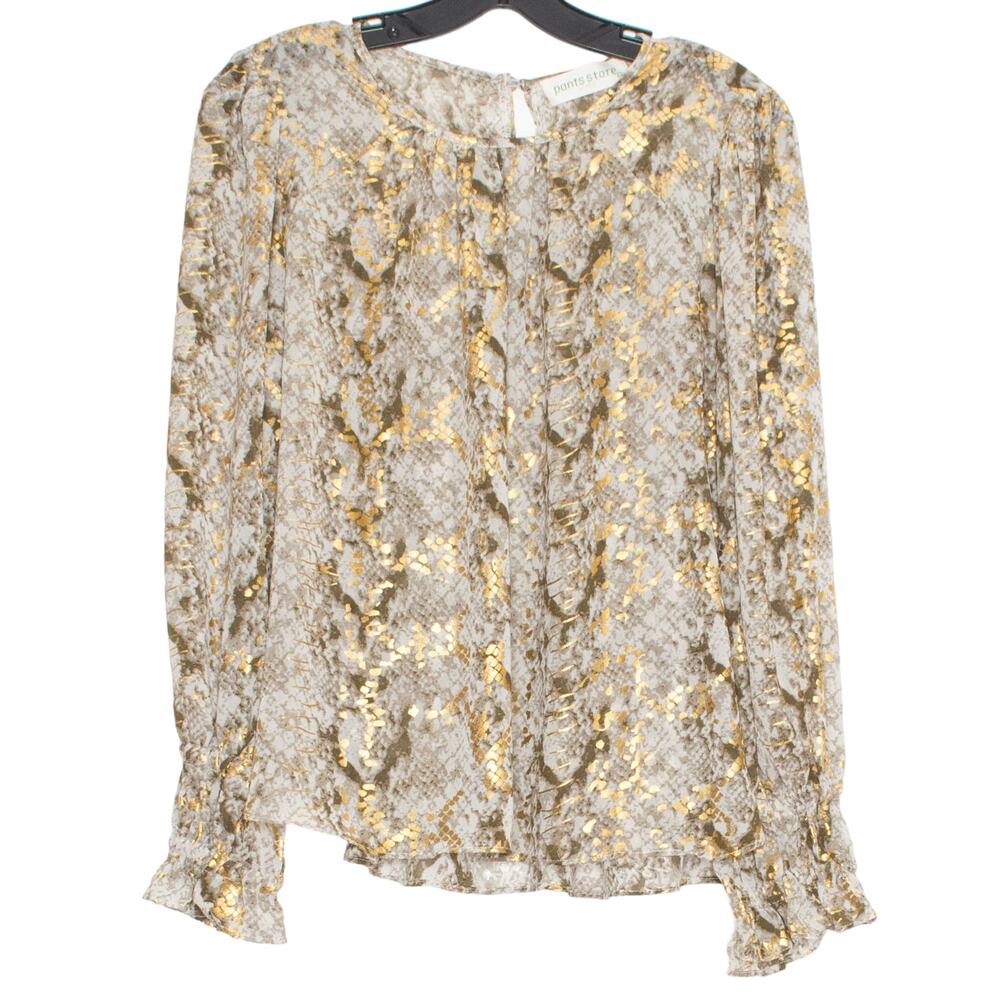 Top Snake Print Sheer Y2K 90s Maximalist Retro Glam Statement Metallic Medium